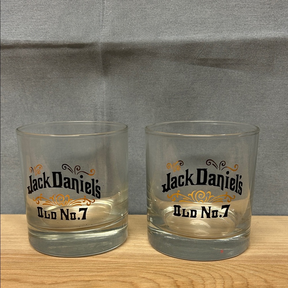 JACK DANIELS Whiskey Low Ball Glass Lot of 2 - Old No 7 Tennessee Whiskey